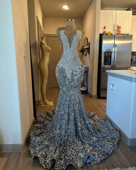 Sparkly Crystal Mermaid Prom Dresses Beaded Sequins Tight Formal Evening Dresses Tassel Party Dresses For Women fg7031