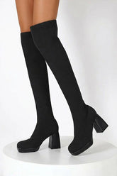 Nerinda Black Over The Knee Platform Boots