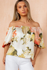 Delta Cream Floral Puff Sleeve Top