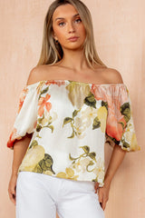Delta Cream Floral Puff Sleeve Top