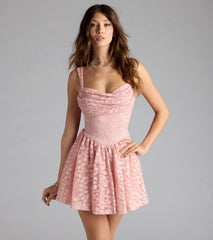 Shimmer through every feed refresh in the Selina Cutout Back Lace Glitter Skater Dress, a viral-worthy look from Windsor's pink prom dresses that nails bold, confident energy.