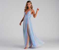Nylah Pleated Rainbow A-Line Dress is a stunning choice for a bridesmaid dress or maid of honor dress, and to feel beautiful at Prom 2023, spring weddings, formals, & military balls!