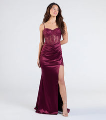 Your dream vibe in motion—the Olga Corset Lace Satin Wrap Mermaid Formal Dress blends sleek style and trending details for the ultimate wine prom dresses glow-up.