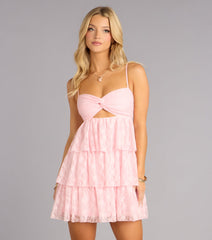 Discover a mini dress like the Sweet With Intent Lace Tiered Mini Dress in pink designed with a flirty silhouette, lightweight feel, and on-trend style for easy day-to-night wear.