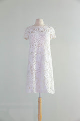 Adorable 1960's Ivory Soutache Cocktail Dress From Saks Fifth Ave / S