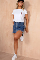 Brianna Blue Denim Button Front Skort