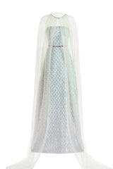 Dark mint pearl maxi dress with scarf detail from Happy Clothing, flowing fabric and elegant design perfect for formal occasions.