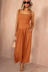 Amelia Rust Tie Shoulder Maxi Dress