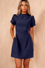 Ami Navy High Neck Mini Dress