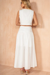 Paislee White Cotton Crop Top
