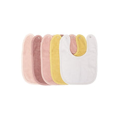 Dreambee Slabbetje Essentials met drukknoppen roze/wit/mosterd - 5 stuks