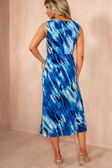 Bay Blue Burnout Printed Midi Dress