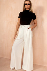 Kelsey Stone Linen Wide Leg Trousers