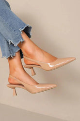 Hayden Nude Patent Slingback Heels