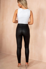 Linda Black Leather Look Skinny Jeans