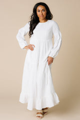 Citrus by Brass and Roe modest long sleeve all white maxi