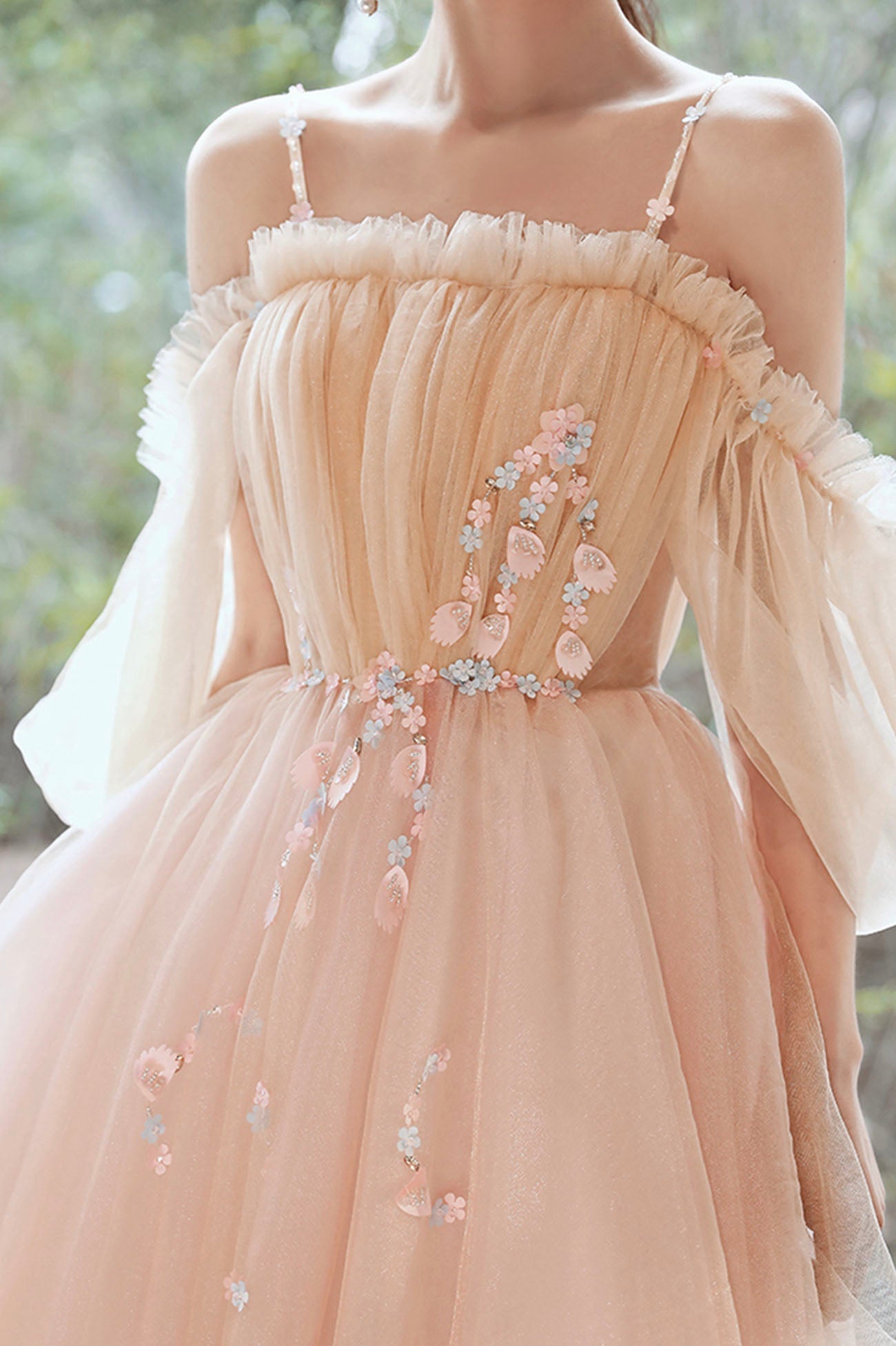 Pink Tulle Short A-Line Prom Dress, Lovely Spaghetti Straps Homecoming Party Dress