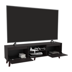 Rack de TV Polaris Nogal 180x52cm para TV Hasta 75 Pulgadas con Cuatro Compartimientos - MUEBLES DE TV | Bylmo