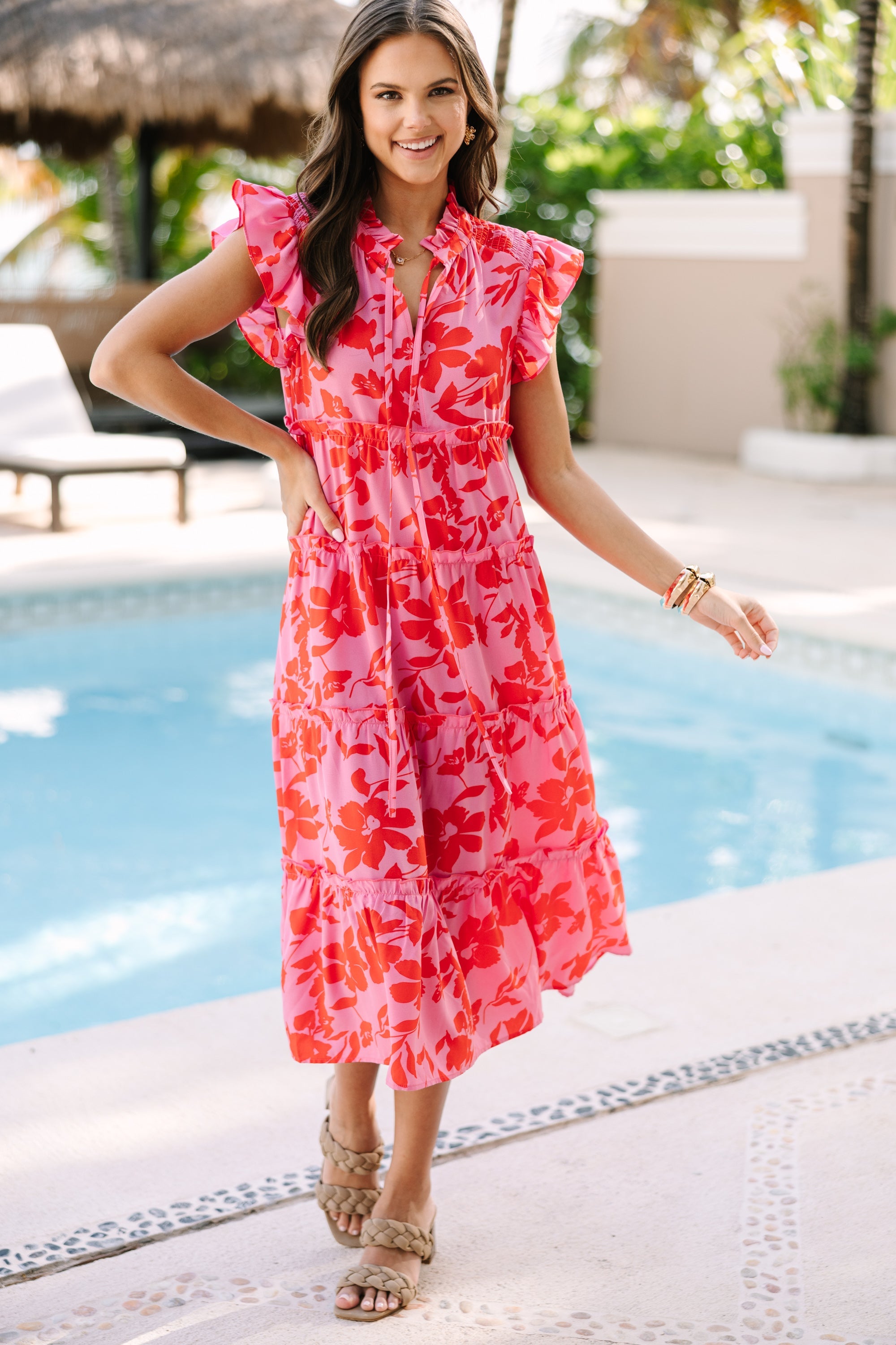floral midi dresses, casual midi dresses, cute midi dresses, boutique midi dresses