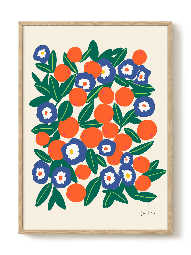 Oranges and Flowers print