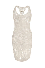OFF-WHITE SILK RACERBACK MINI DRESS - CULT MIA