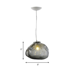 Cloud Shaped Pendant Light Contemporary Clear/Smoke Gray Hand-Blown Glass 1 Bulb Indoor Hanging Lamp