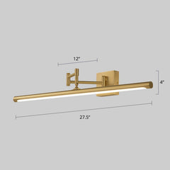 Foldable Brass Tube Vanity Sconce Light Antiqued Metal Powder Room LED Wall Lamp