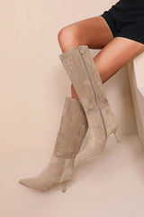 Faye Stone Suedette Knee High Boots