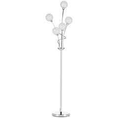 Modern Crystal 5-Light Upright Floor Lamp 156cm for Living Room Bedroom - Silver