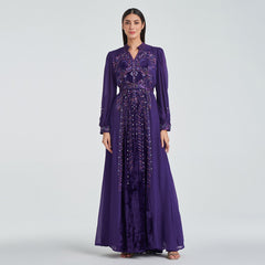Purple Velvet Evening Dress for Soirees