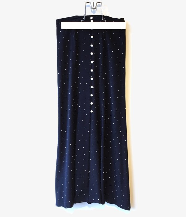 PHEENY/RAYON DOT BUTTON-DOWN SKIRT (NAVY)
