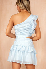 Vanessa Blue Cut Out Frill Dress