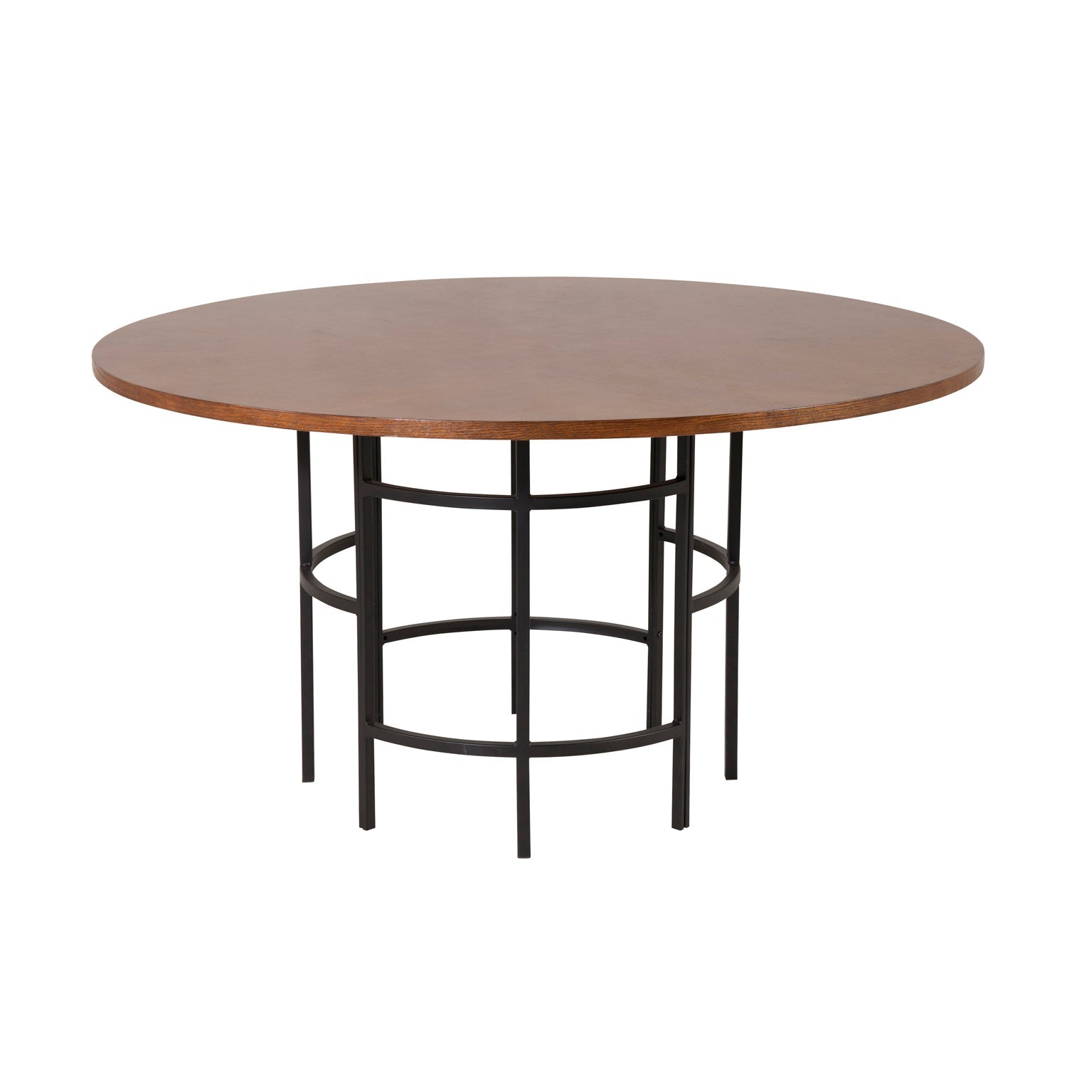VENTURE DESIGN Copenhagen spisebord brun MDF og sort metal Ø140
