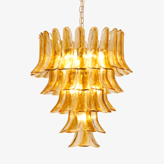 Aurora Kronleuchter Bernstein Lilie Murano Glas Geschichtet Mittelpunkt-Letslighting