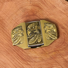 Männlicher DIY Bronze Triple Adler Ledergürtel mit verborgenem Feuerzeug