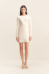 LA LUNE LONG SLEEVE BACKLESS MINI DRESS - CREAM_F