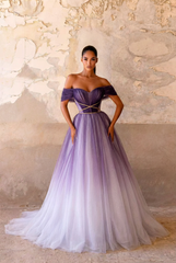 Gothic Purple Wedding Dress With Tulle - Gothic Strapless Ball Gown Plus Size