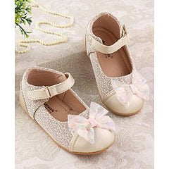 Cute Walk by Babyhug Ballerinas with Strap Closure & Bow Applique - Gold