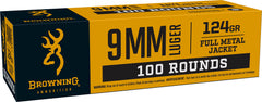 Browning Ammo B9MM124VP9mm Luger 124gr Full Metal Jacket 100 Per Box/10 Case *Value Pack