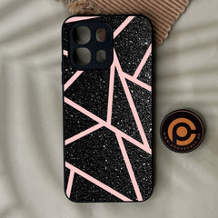 Oppo A6 4G - Black Sparkle Glitter With Rosegold - Premium Metal Printed Soft Bumper Shock Proof Case