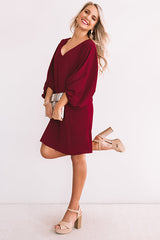 Primped To Party Shift Dress In Wine