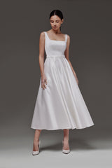 Satin Midi Wedding Dress With Square Neckline Vlada midi