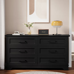 Homall 6-Drawer Wood Dresser for Bedroom, Large Storage Cabinet with Anti-Tip Safety and Modern Arch Design, Double Classified Storage Organizer Chest for Living Room,