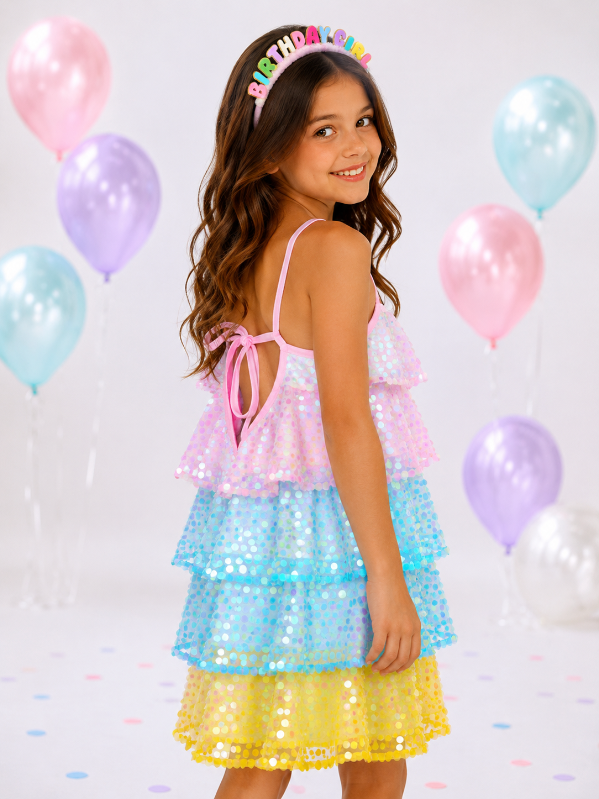 Mermaid Pastel Rainbow Sequin Dress Mia Belle Girls