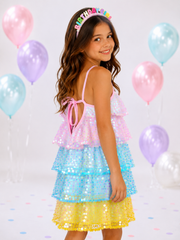 Mermaid Pastel Rainbow Sequin Dress Mia Belle Girls