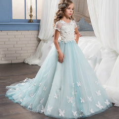 Butterfly Flower Girl Dress Fancy Tulle Lace Short Sleeved Pageant Dress princess dress Ball Gown Princess Girl Birthday Dresses