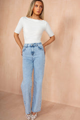 Finley Light Blue Acid Wash Straight Leg Jeans