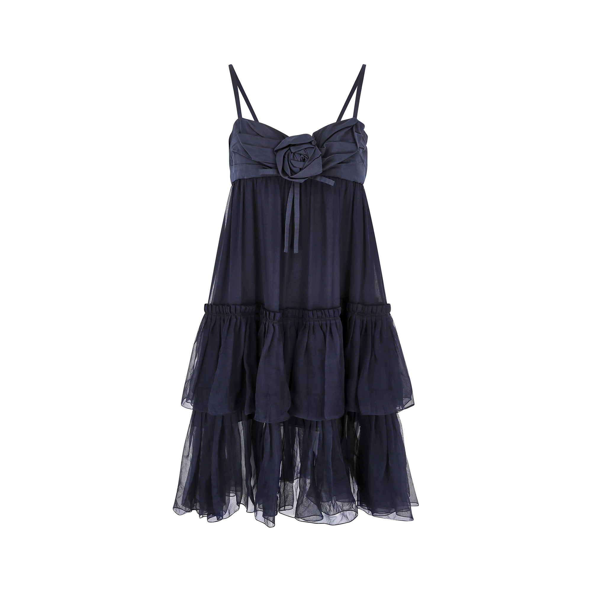 ARCHIVE - 2008 Christian Dior Navy Silk Chiffon Babydoll Dress