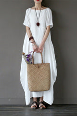 White Casual Linen Plus Size Summer Maxi Dresses 1640 - FantasyLinen