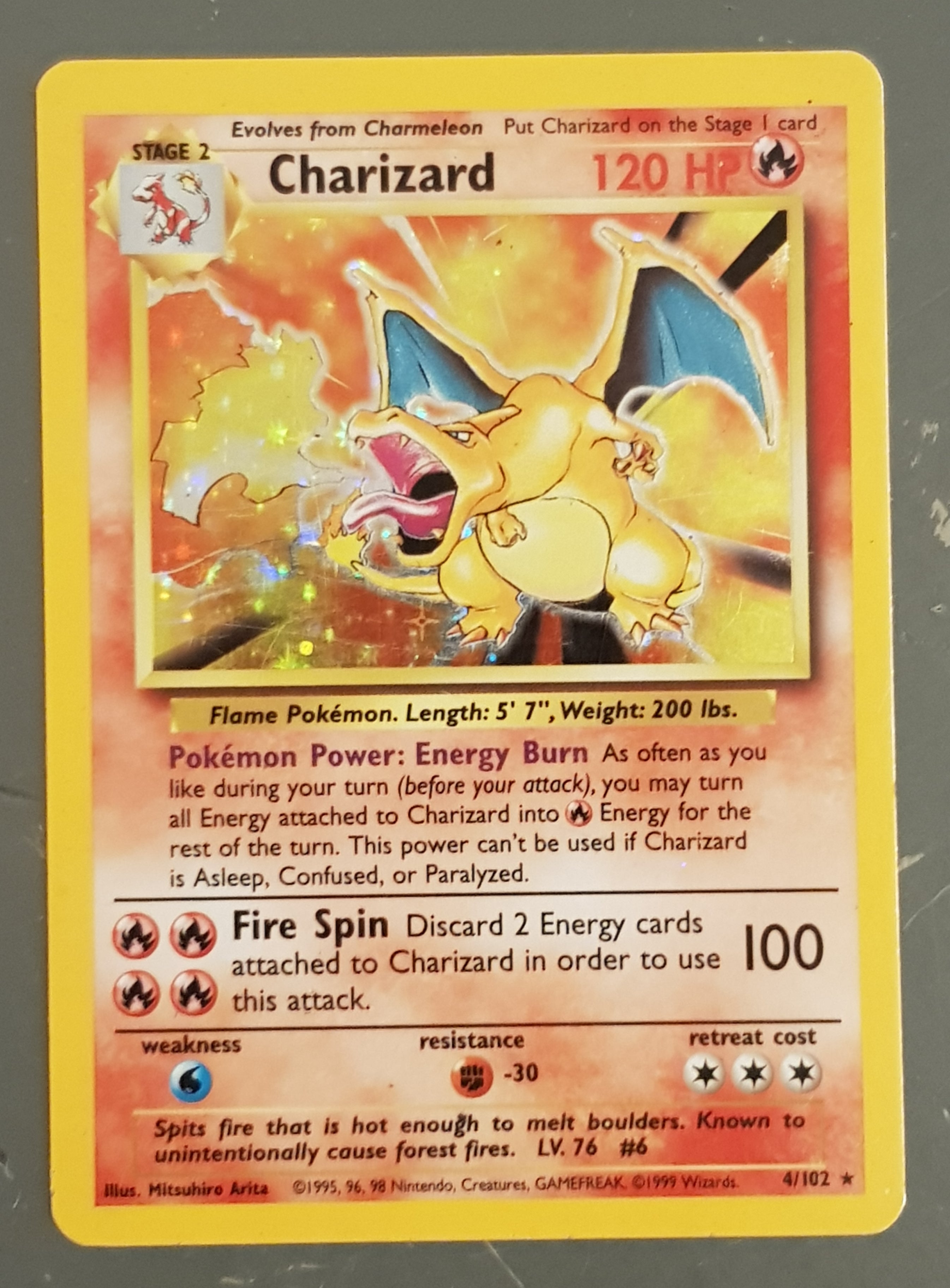 Pokemon Base Charizard #4/102 Holo Trading Card